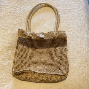 Straw tote handbag